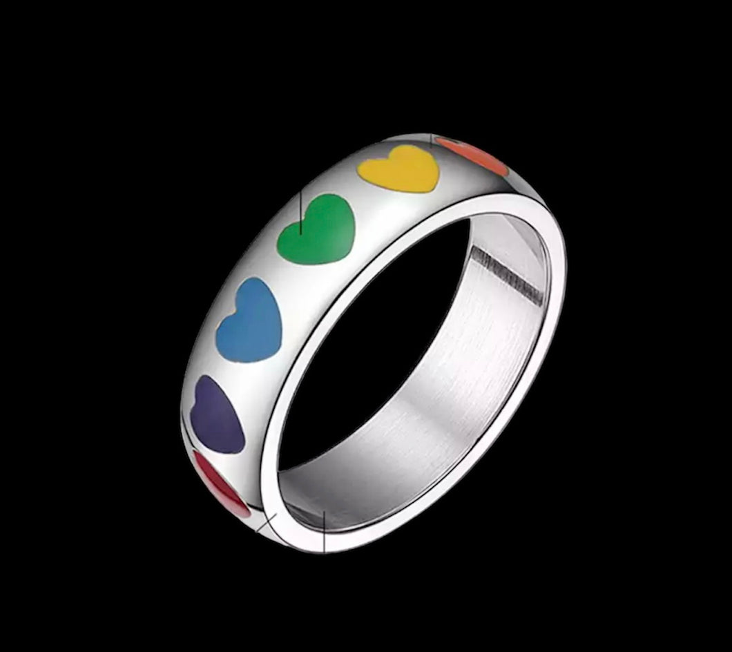 Rainbow Hearts Ring