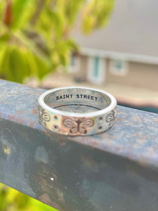 Engraved Butterfly Ring